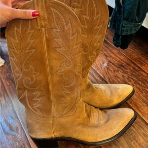 Tan/Brown Suede Cowboy Boots